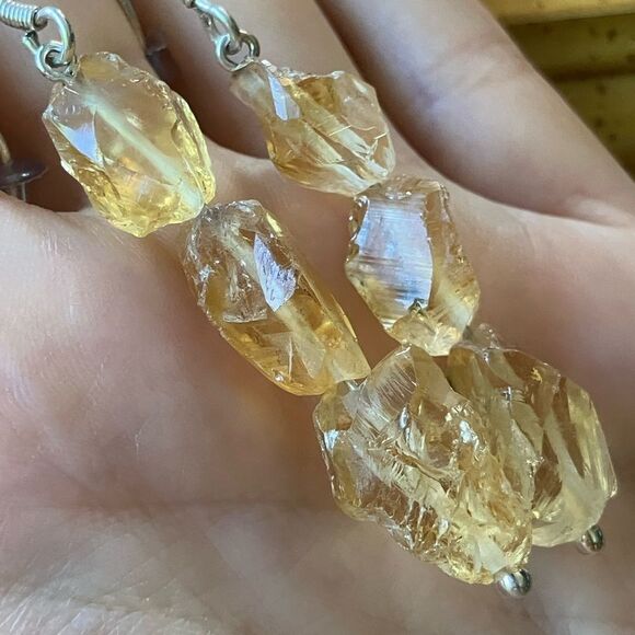 Large Brazilian Citrine Sterling Silver Dangle Earrings - Picture 7 of 7